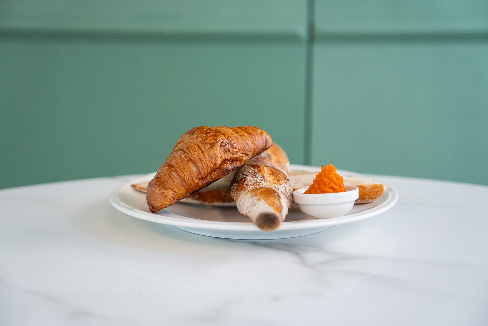 La Vue Café - croissant on marble